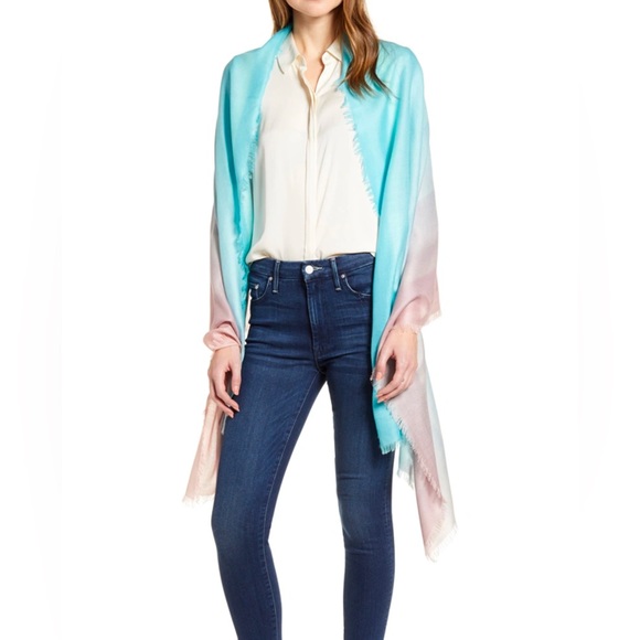 Nordstrom Eyelash Trim Print Cashmere & Silk Wrap - Picture 2 of 2